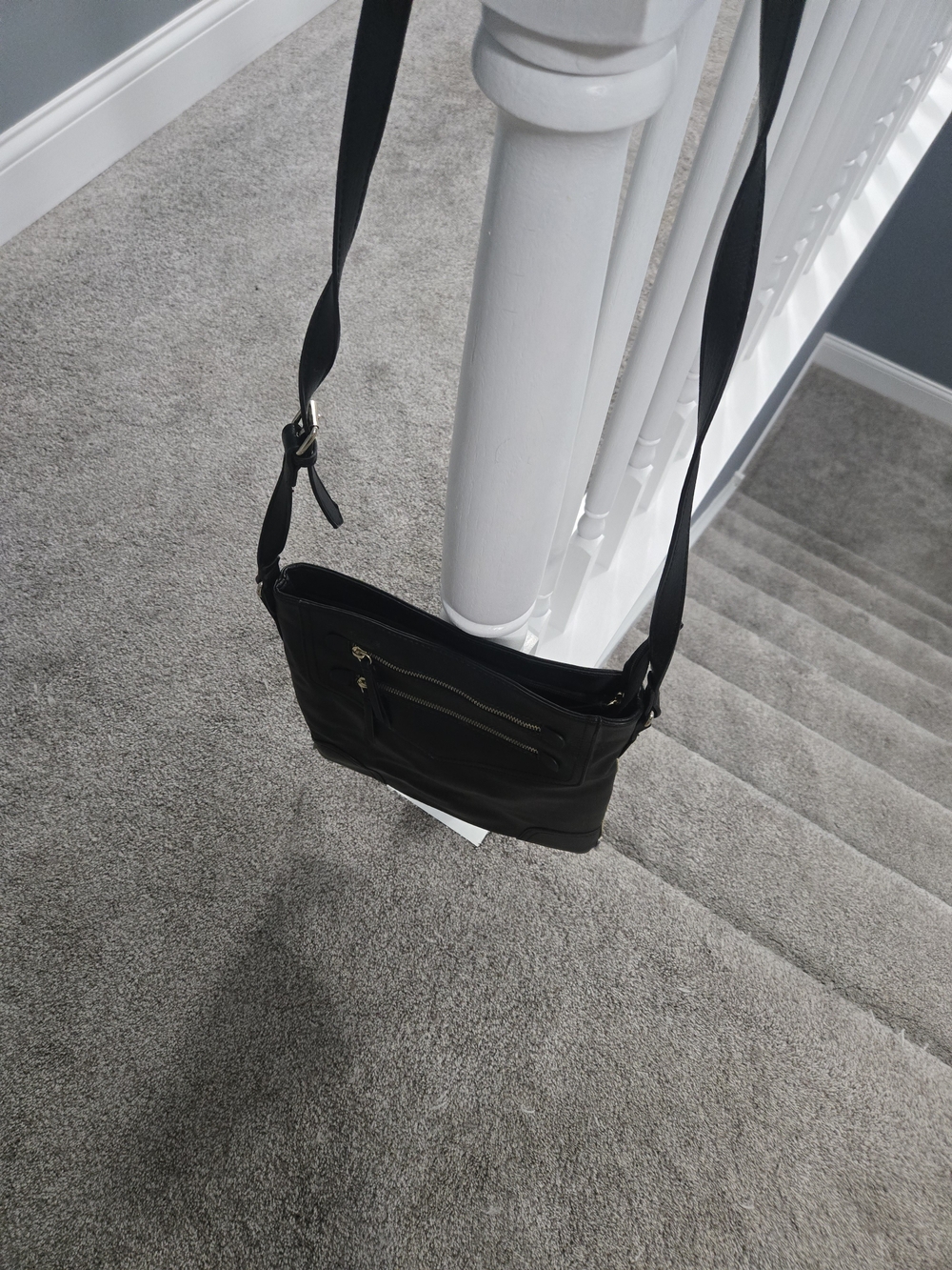 Apt. 9 Black Crossbody Bag with Gold Zippers